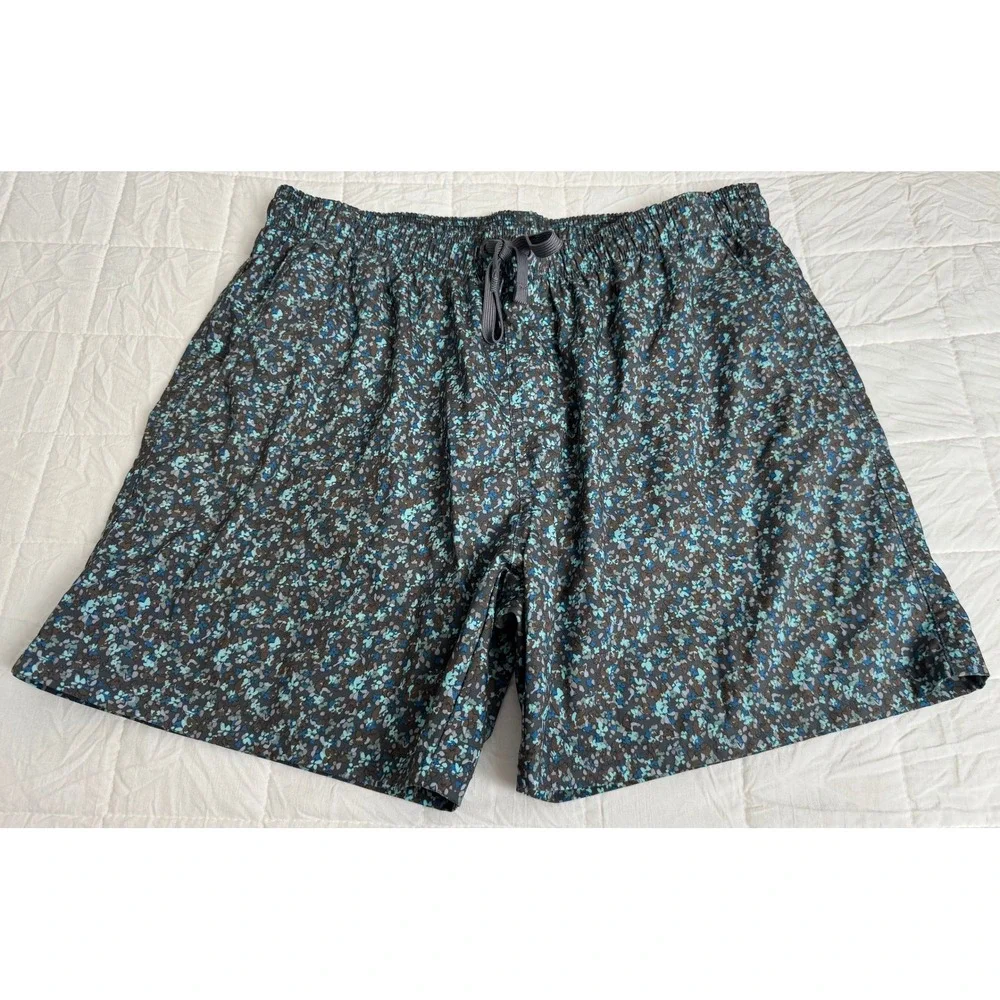 Coastal Shorts Blue Floral Beachwear Boardshorts Grey Blue Swim Size‎ L